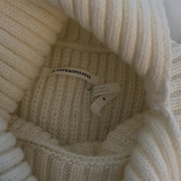 Anthropologie Sleeveless Chunky Sweater Knit Turtleneck Ivory Split Hem Small - Picture 2 of 2